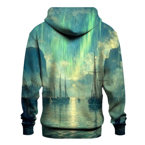 J M W Turner Inspired Aurora Over Ancient Harbor pullover hoodies