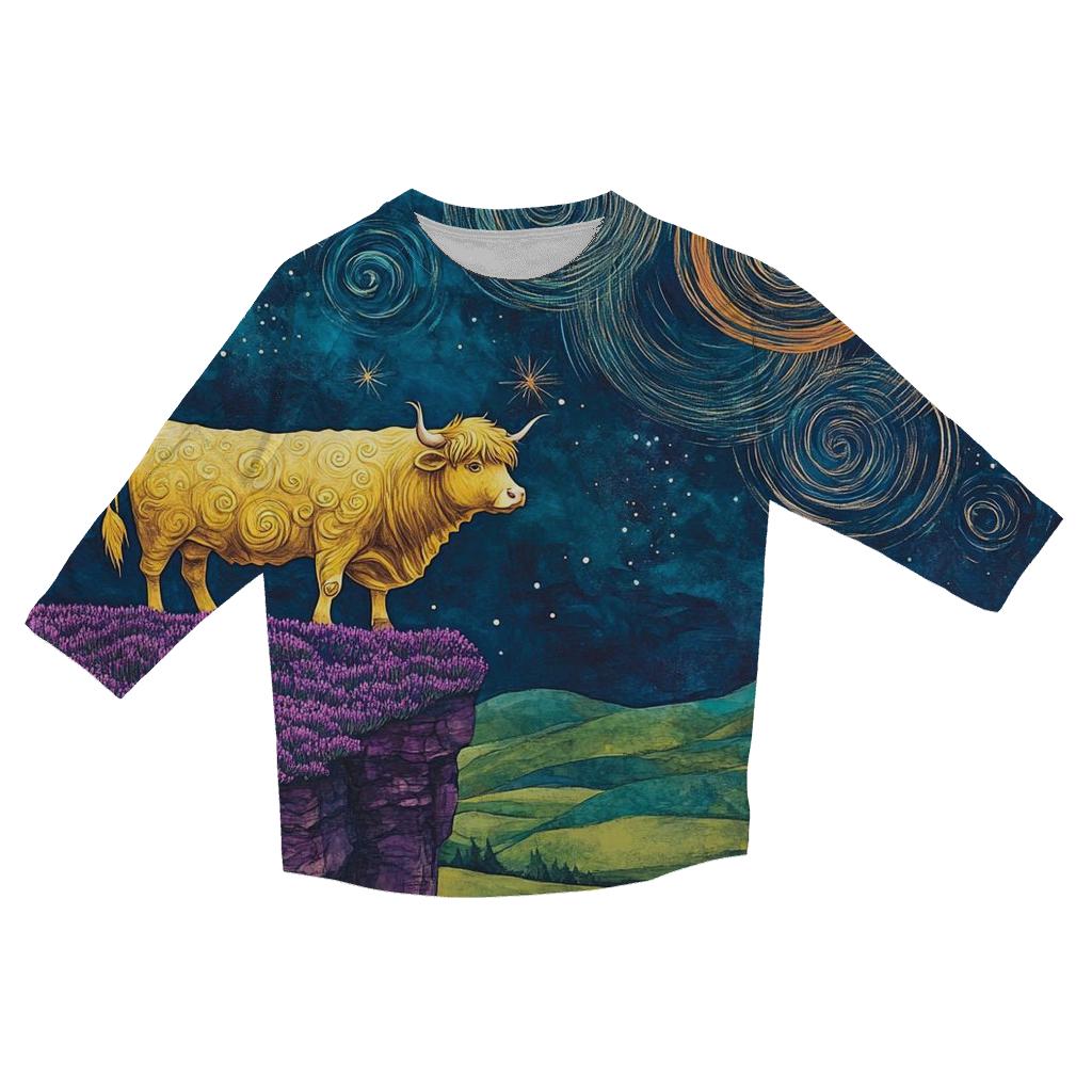 Highland Cow At The Edge Of The Galaxy Glen personalized 3/4 sleeve tees