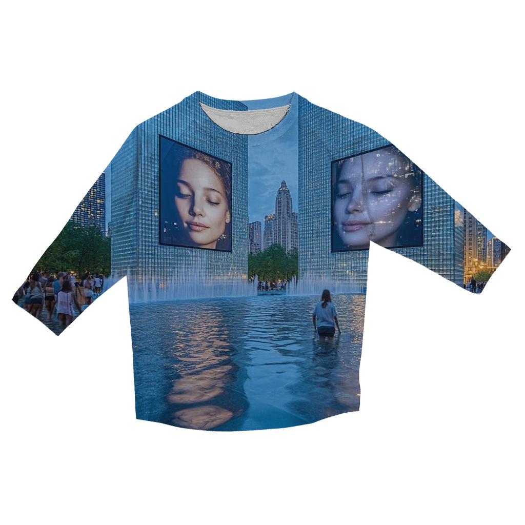 Crown Fountain - Chicago cotton quarter sleeve shirts