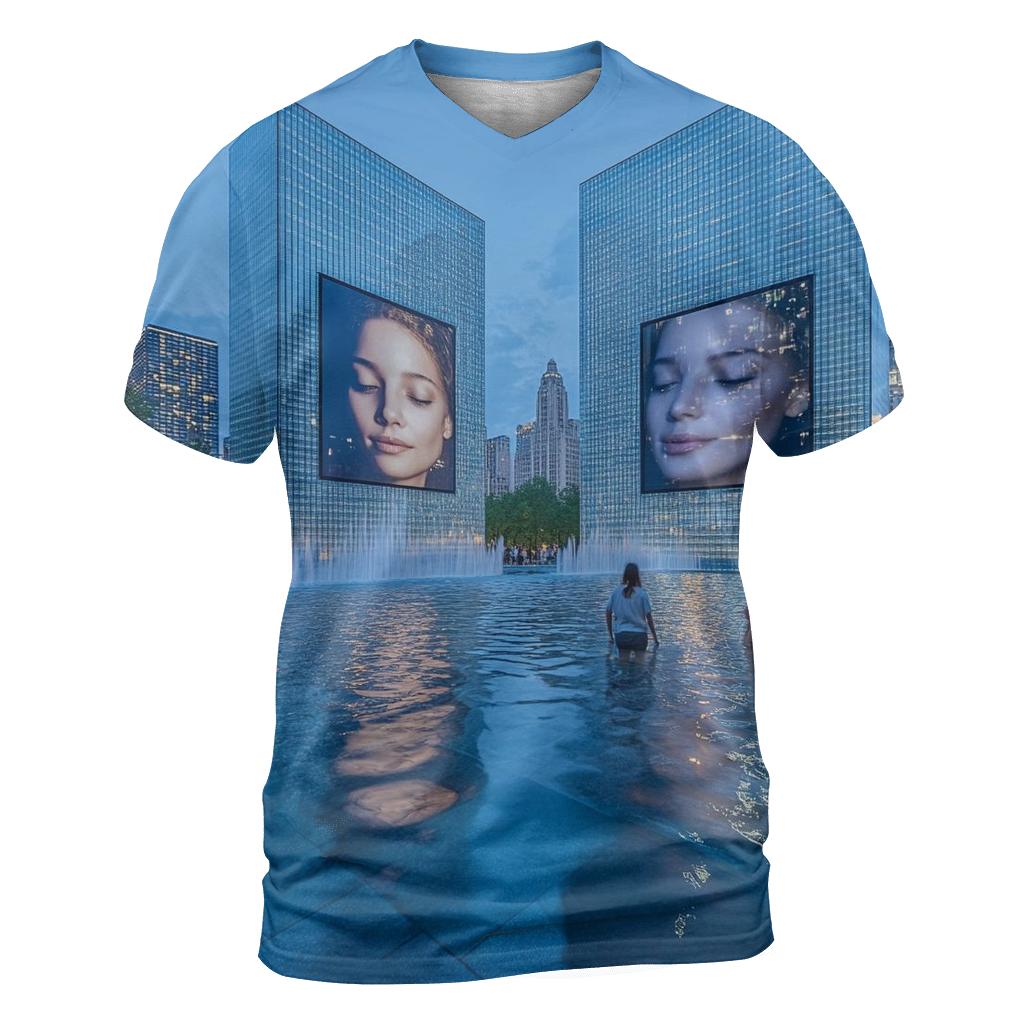 Crown Fountain - Chicago creative print fashion shirts