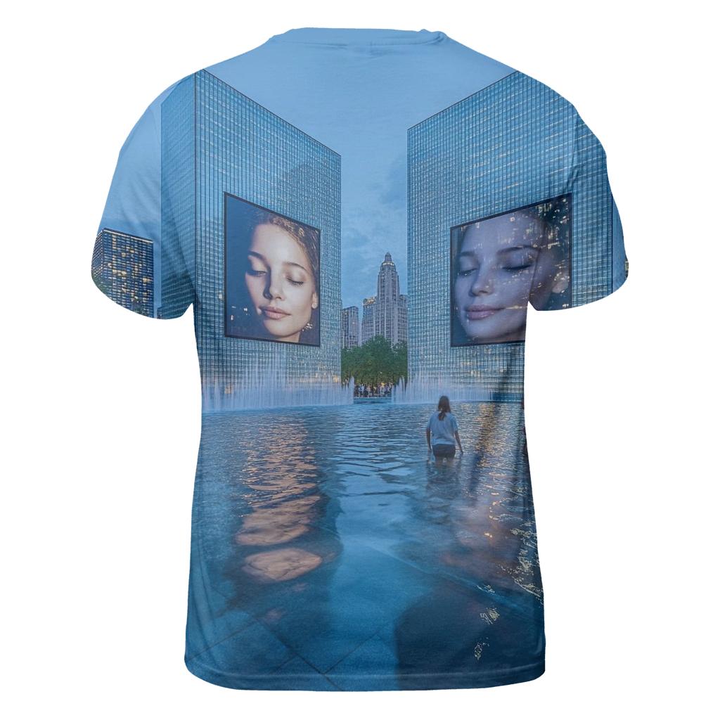 Crown Fountain - Chicago creative print fashion shirts
