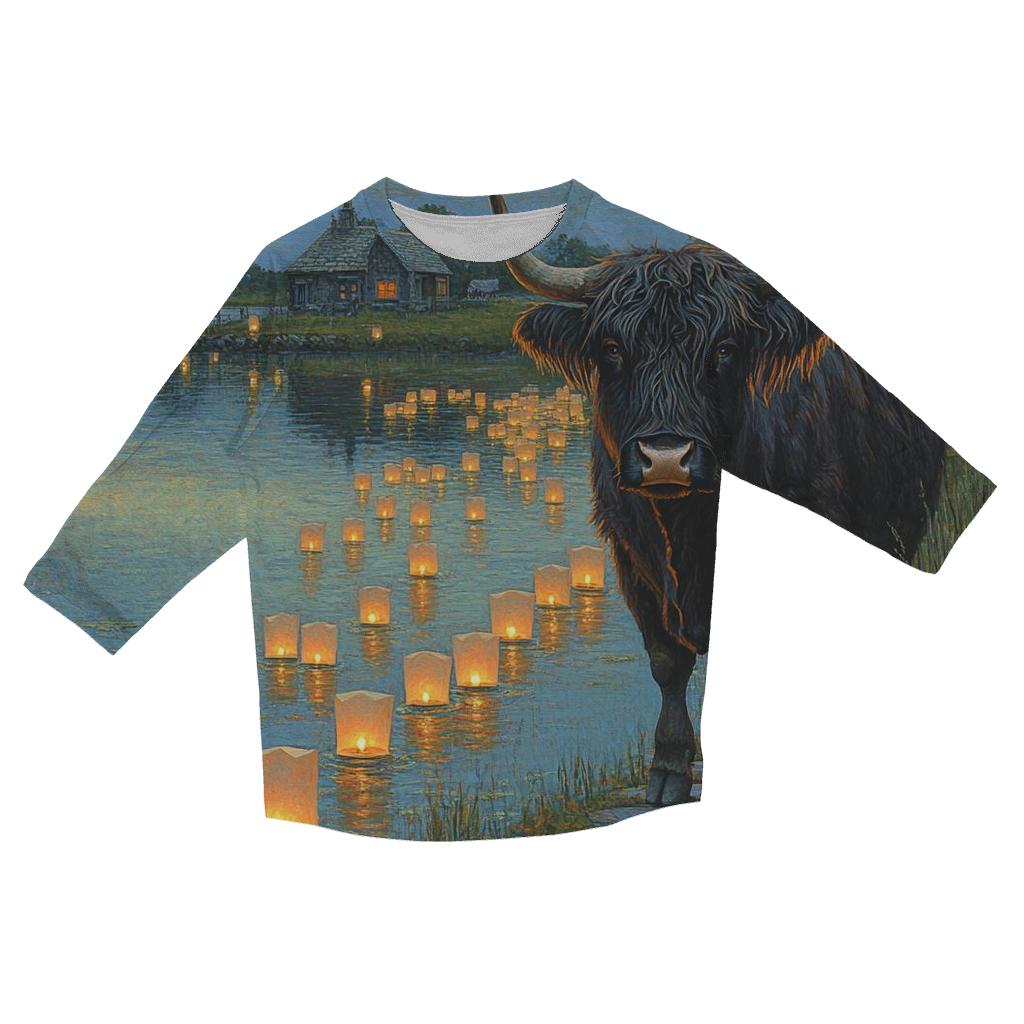 Highland Cow Keeper Of The Loch Lights cotton quarter sleeve shirts
