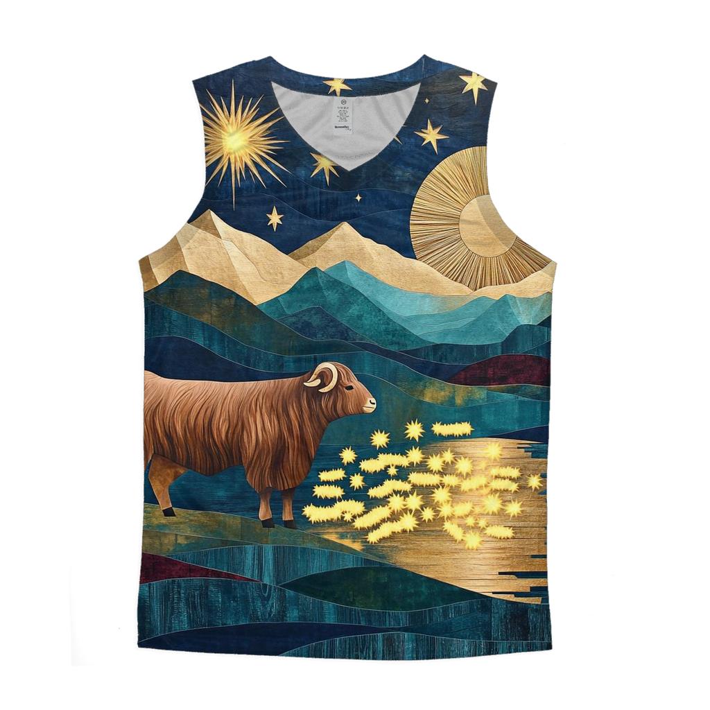 Highland Cow Shepherd Of The Shooting Stars personalized athletic tanks
