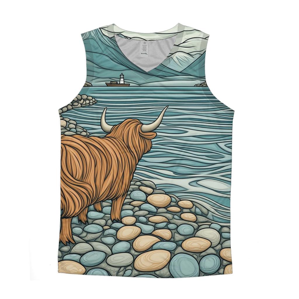 Pebble Shore Highland Cow Tide Watch casual summer tank tops