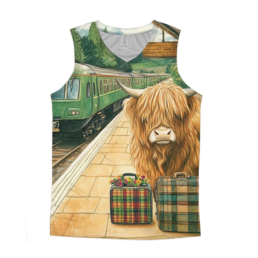 Railway Platform Highland Cow Commuter casual summer tank tops