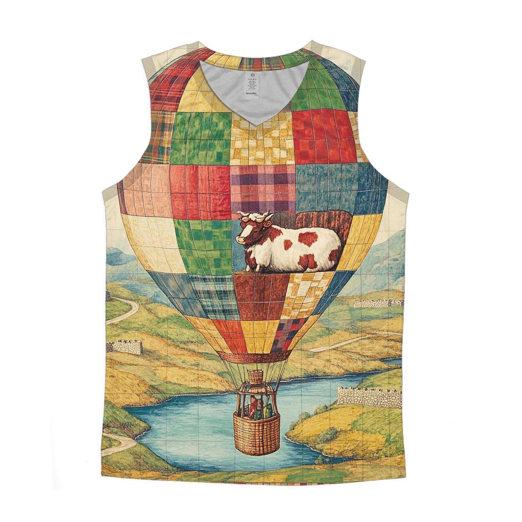Highland Cow In The Heather Hot Air Balloon custom tank tops
