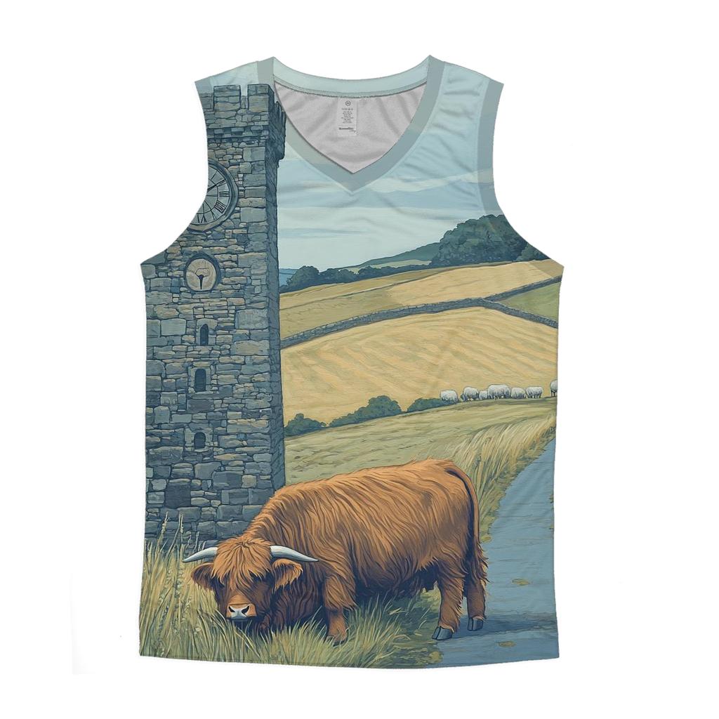 Highland Cow Timekeeper At The Standing Clock custom tank tops