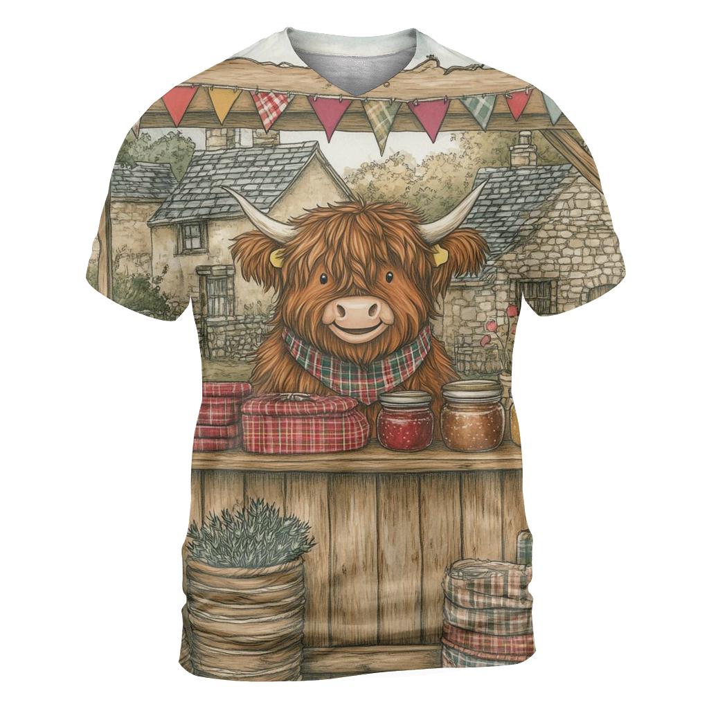 Tartan Market Day With Highland Cow Vendor custom all-over print shirts