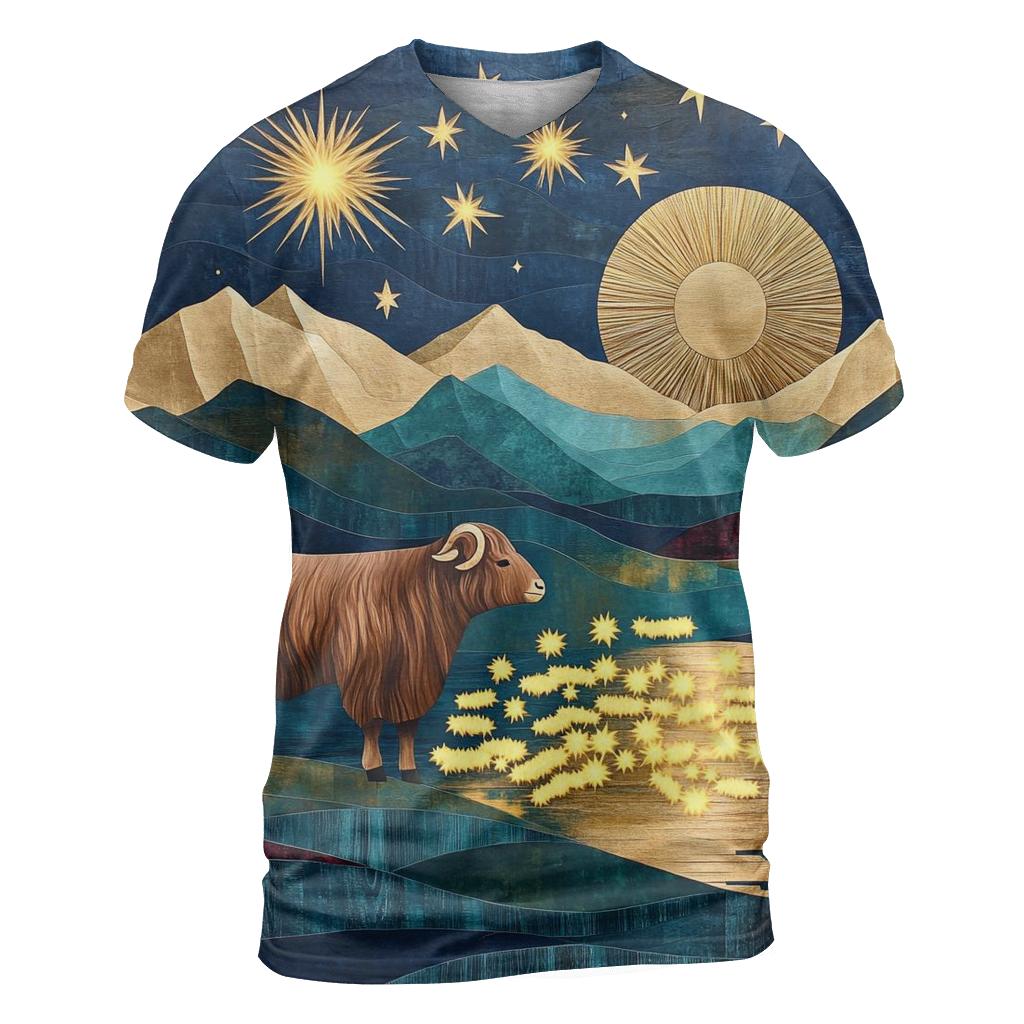 Highland Cow Shepherd Of The Shooting Stars trendy printed shirt styles