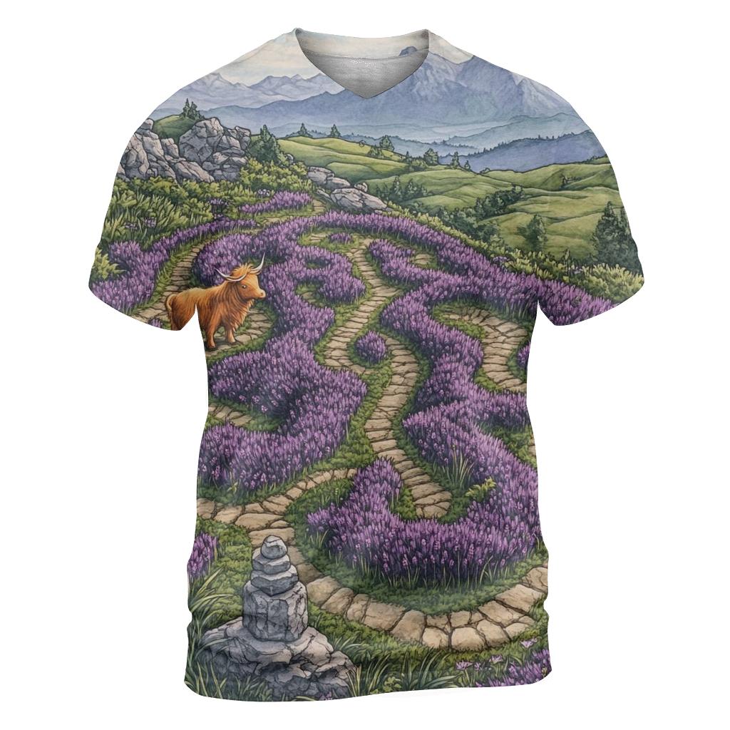 Heather Maze Highland Cow Explorer trendy printed shirt styles