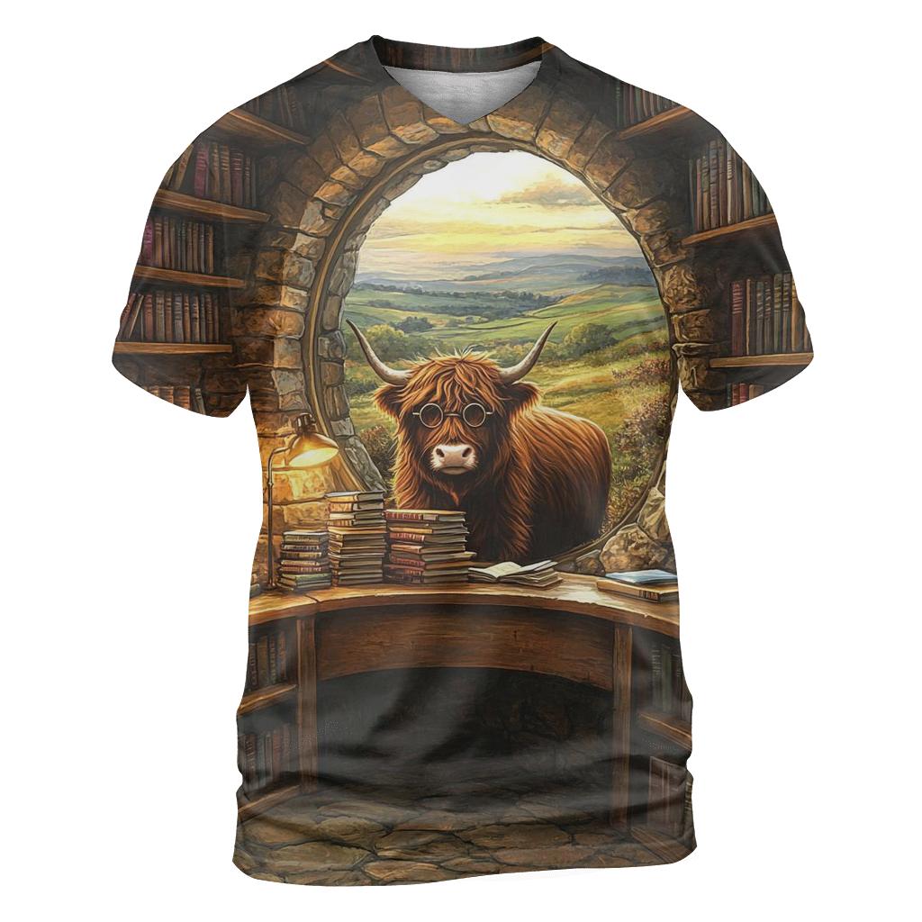 Highland Cow Librarian Of The Glen unique graphic print tees