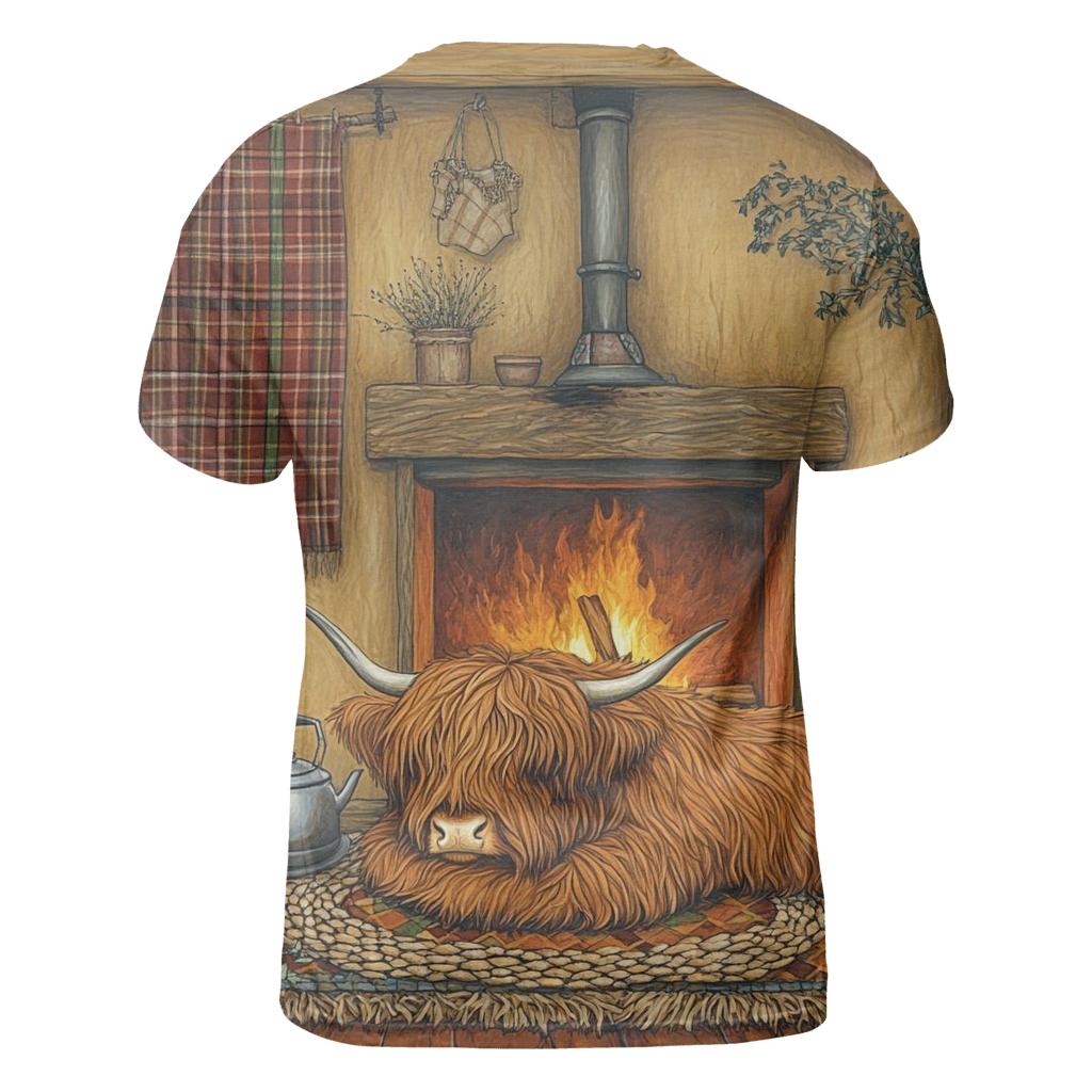 Crofthouse Hearth Highland Cow Evening custom all-over print shirts