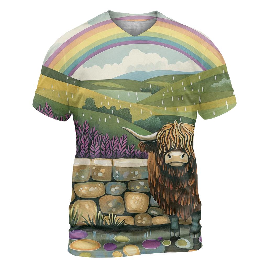 Highland Cow Rainbow After The Storm creative print fashion shirts