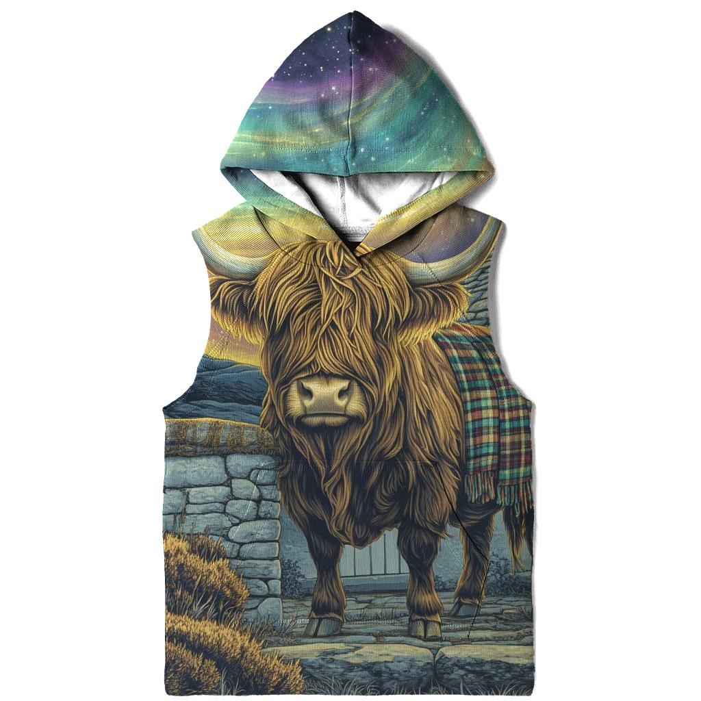 Celestial Bothy With Highland Cow Guardian embroidered hoodies