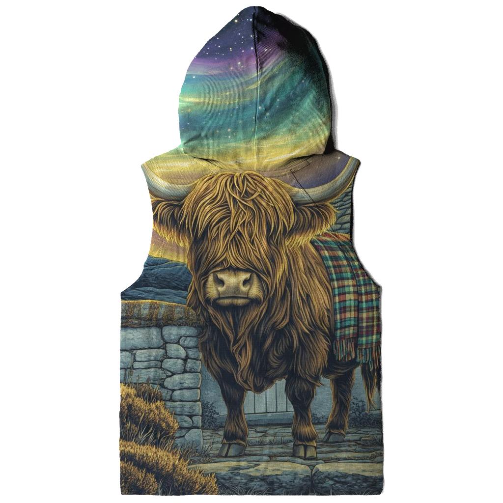Celestial Bothy With Highland Cow Guardian embroidered hoodies