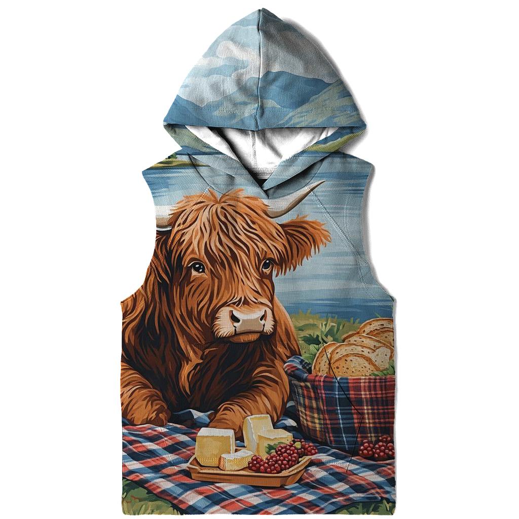 Lochside Picnic With Highland Cow Friend zip-up hoodies
