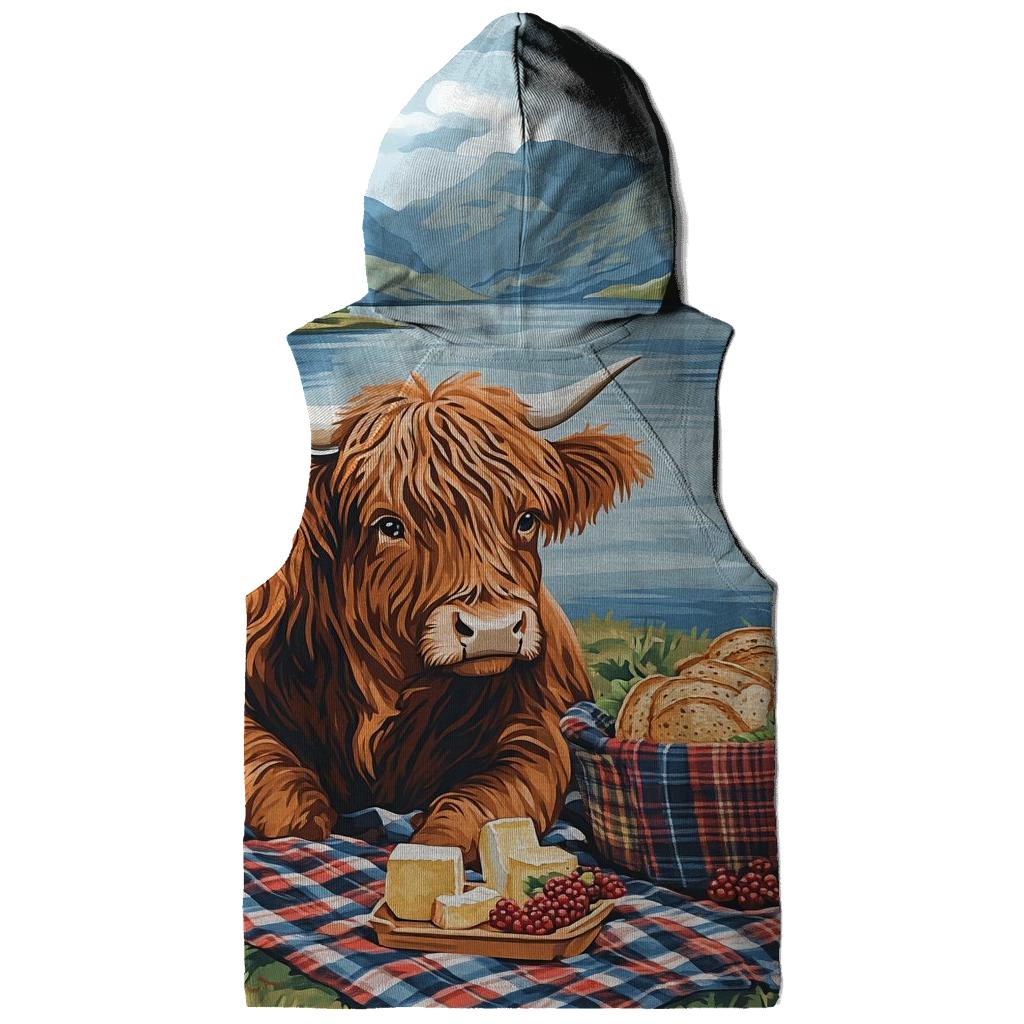 Lochside Picnic With Highland Cow Friend zip-up hoodies