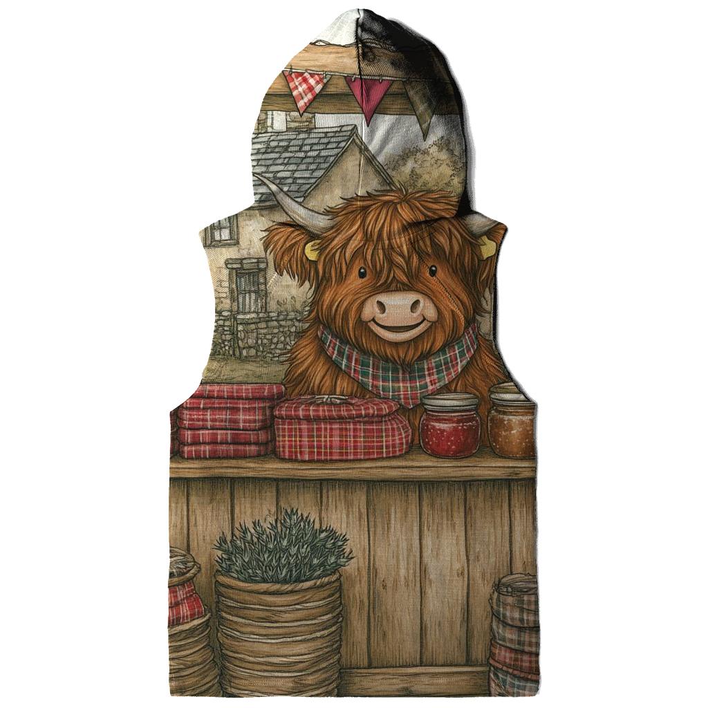 Tartan Market Day With Highland Cow Vendor heavyweight hoodies