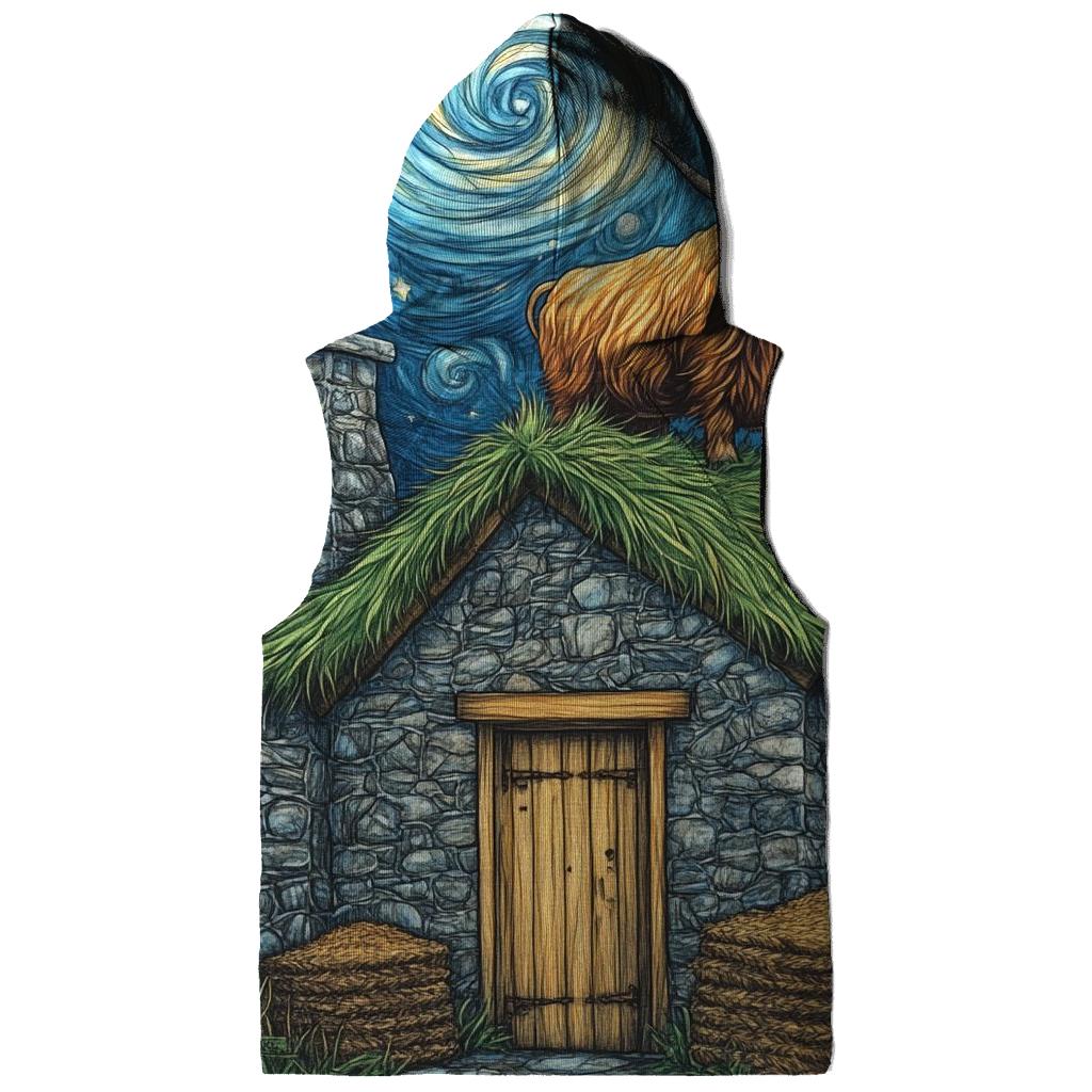 Highland Cow Stargazer On Crofthouse Roof lightweight hoodies