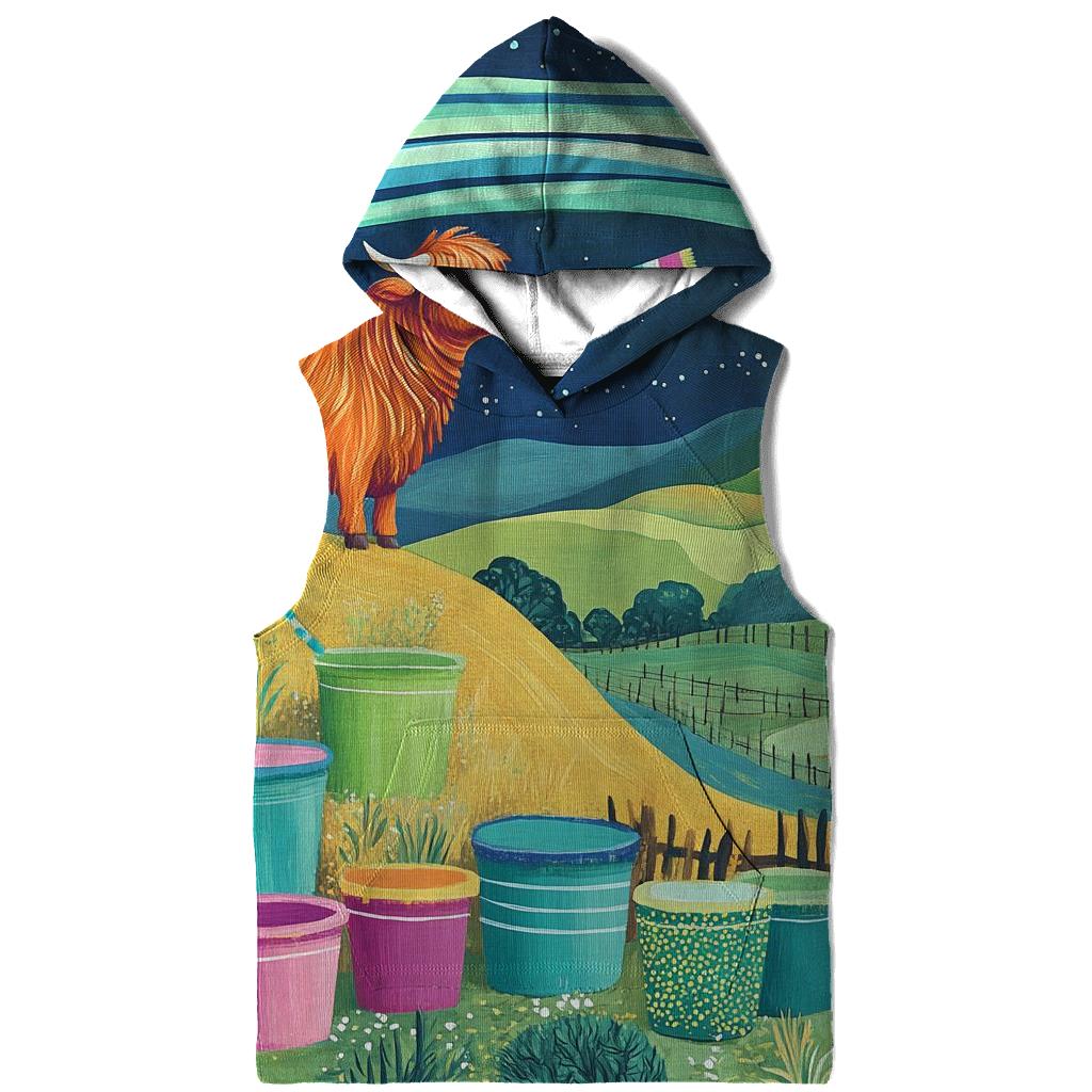 Highland Cow Painter Of The Aurora Skies premium hoodies