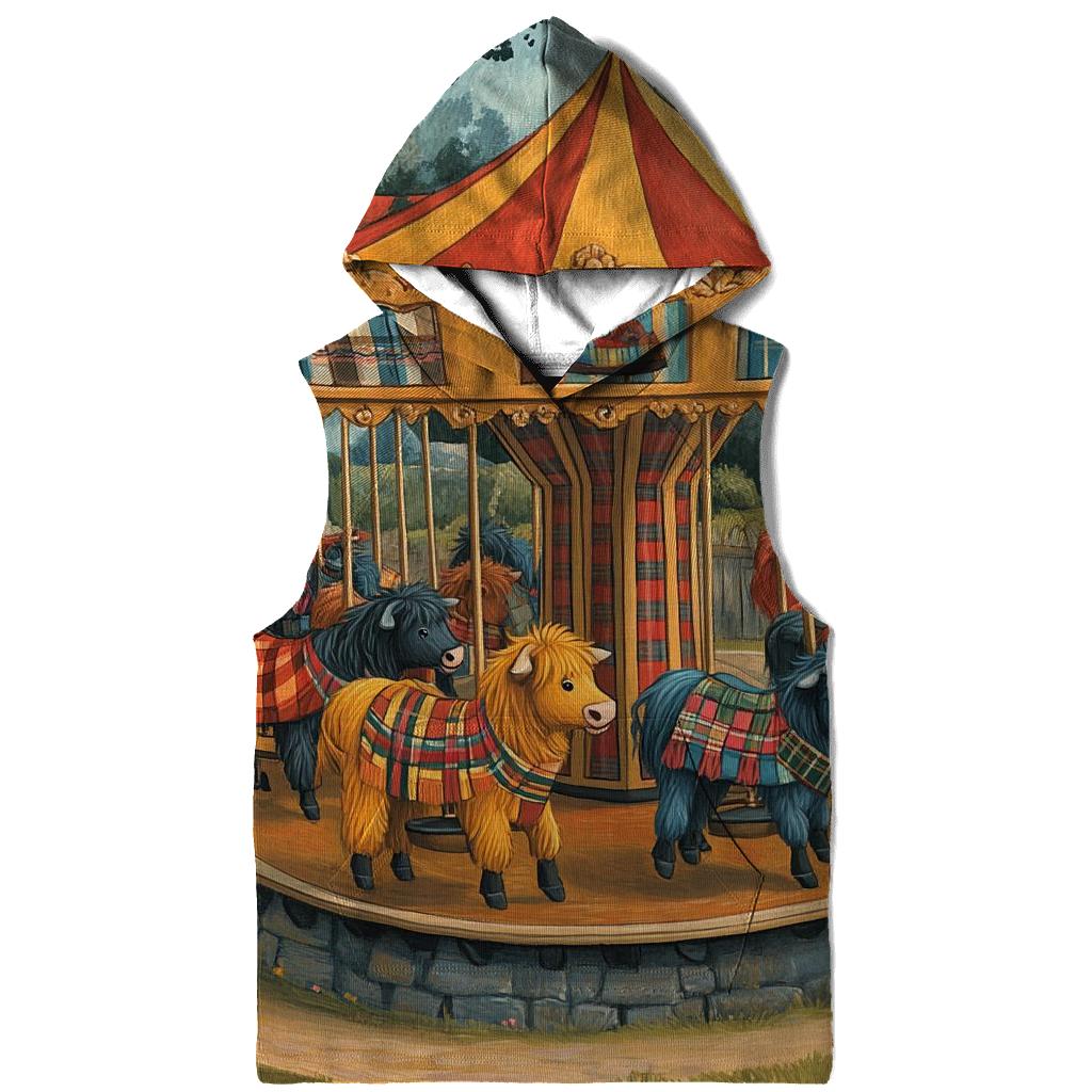 Village Fairground Highland Cow Carousel hoodies fashion