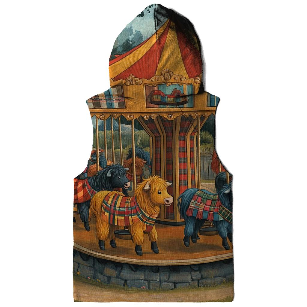 Village Fairground Highland Cow Carousel hoodies fashion
