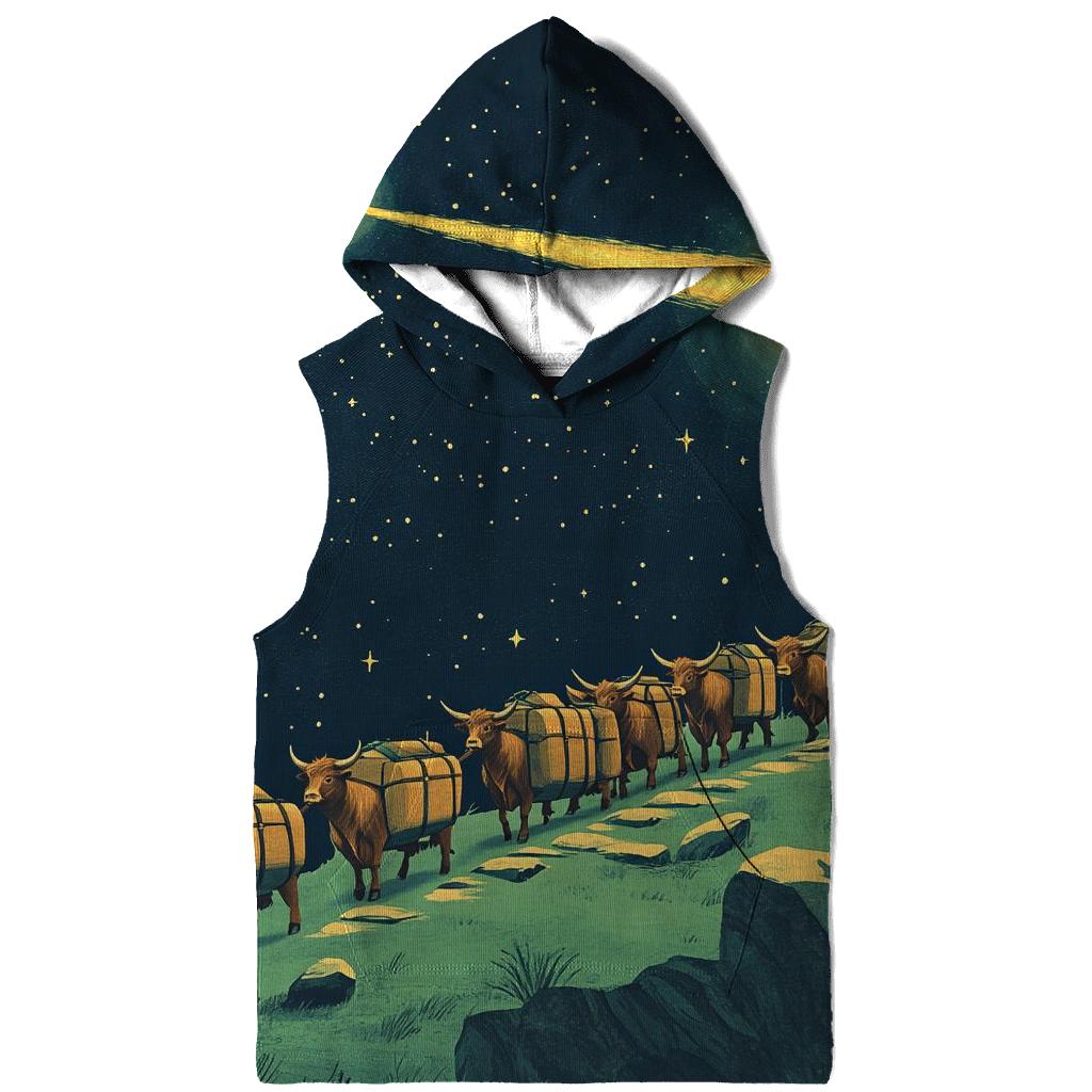 Comet Crossing With Highland Cow Caravan lightweight hoodies