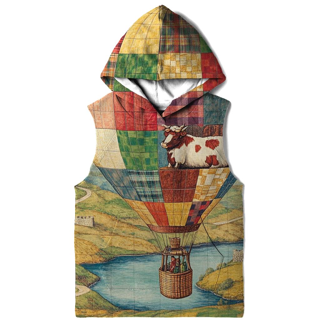 Highland Cow In The Heather Hot Air Balloon printed hoodies