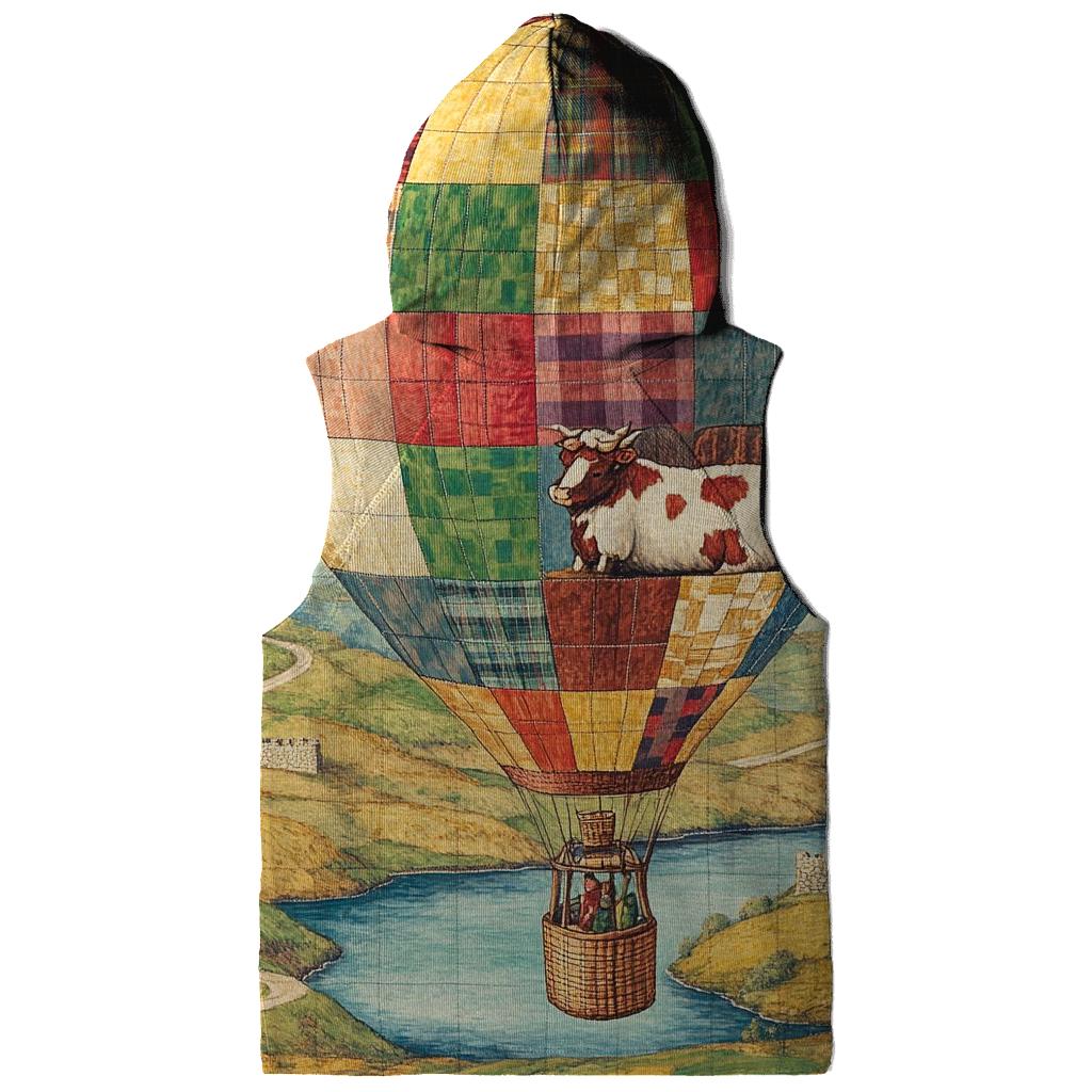 Highland Cow In The Heather Hot Air Balloon printed hoodies