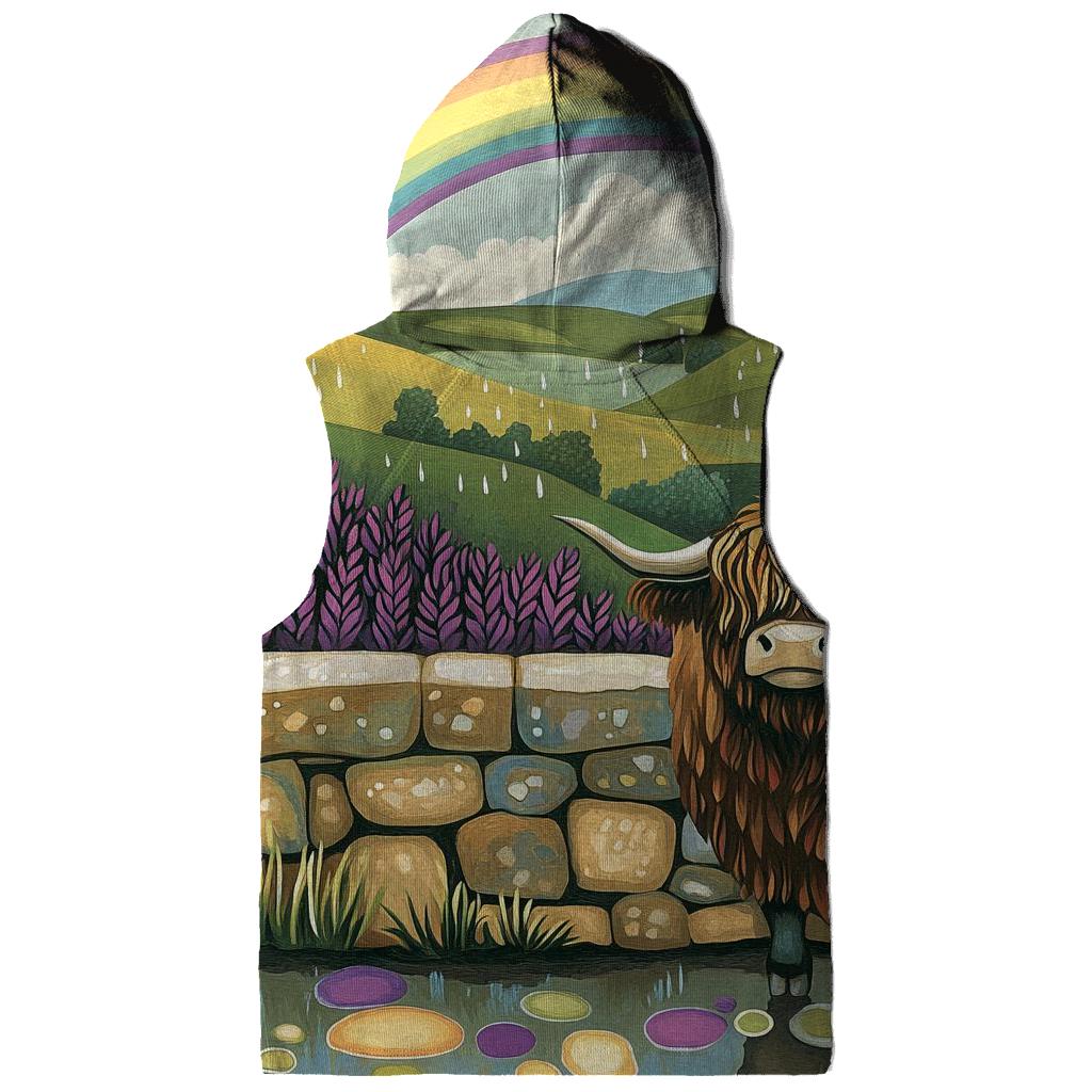 Highland Cow Rainbow After The Storm embroidered hoodies