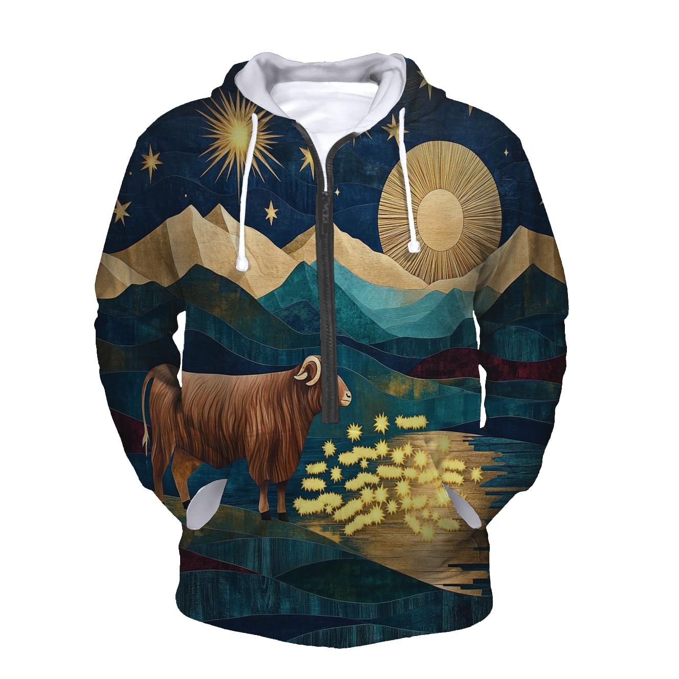 Highland Cow Shepherd Of The Shooting Stars embroidered hoodies