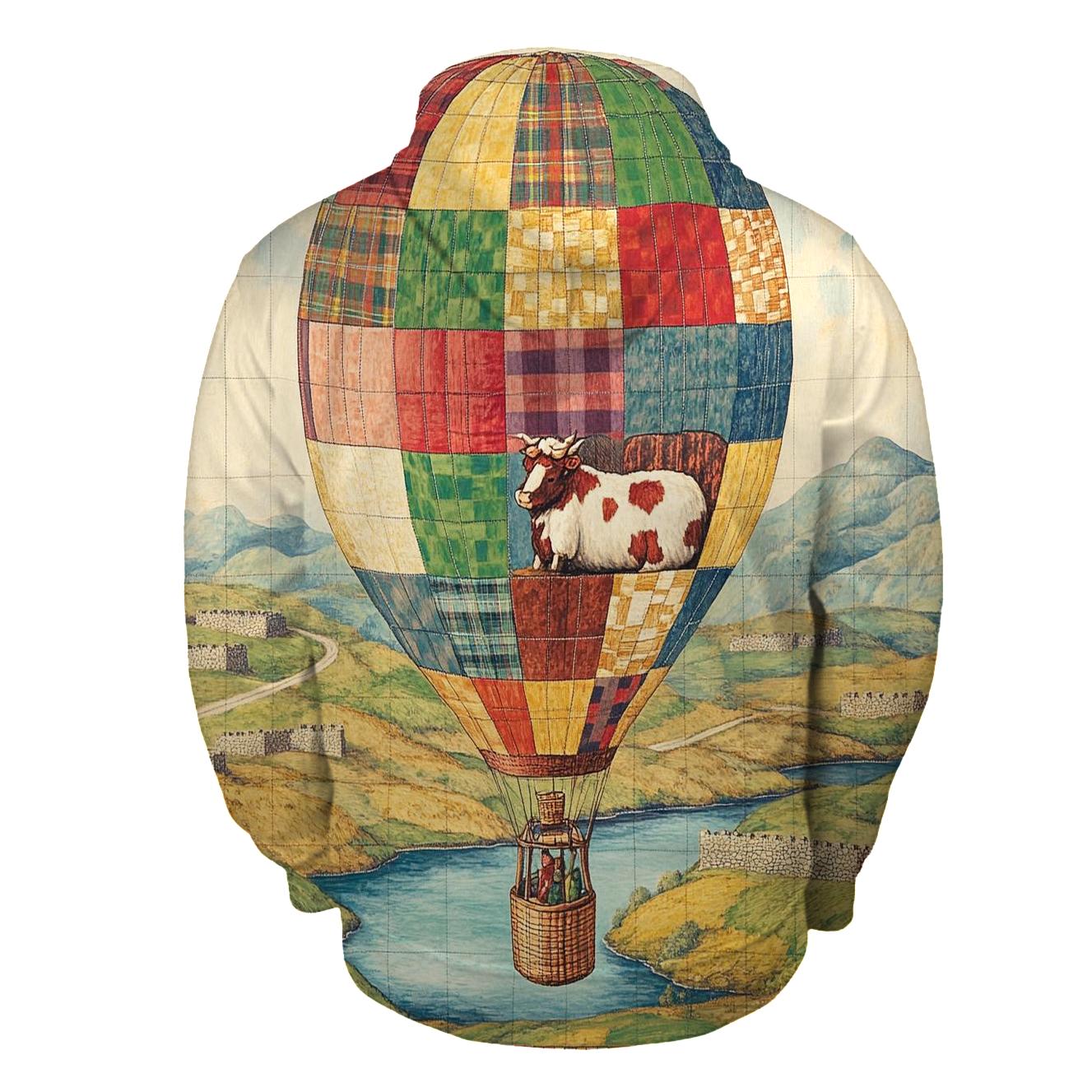 Highland Cow In The Heather Hot Air Balloon hoodies fashion