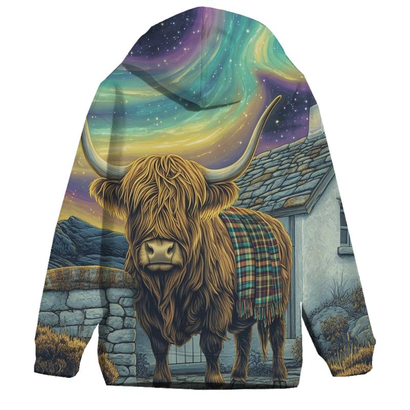 Celestial Bothy With Highland Cow Guardian hoodies fashion