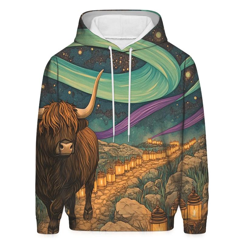 Aurora Trail Highland Cow Trek hoodie styles
