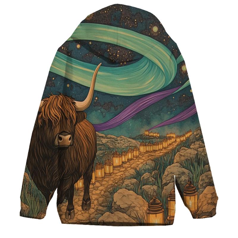 Aurora Trail Highland Cow Trek hoodie styles