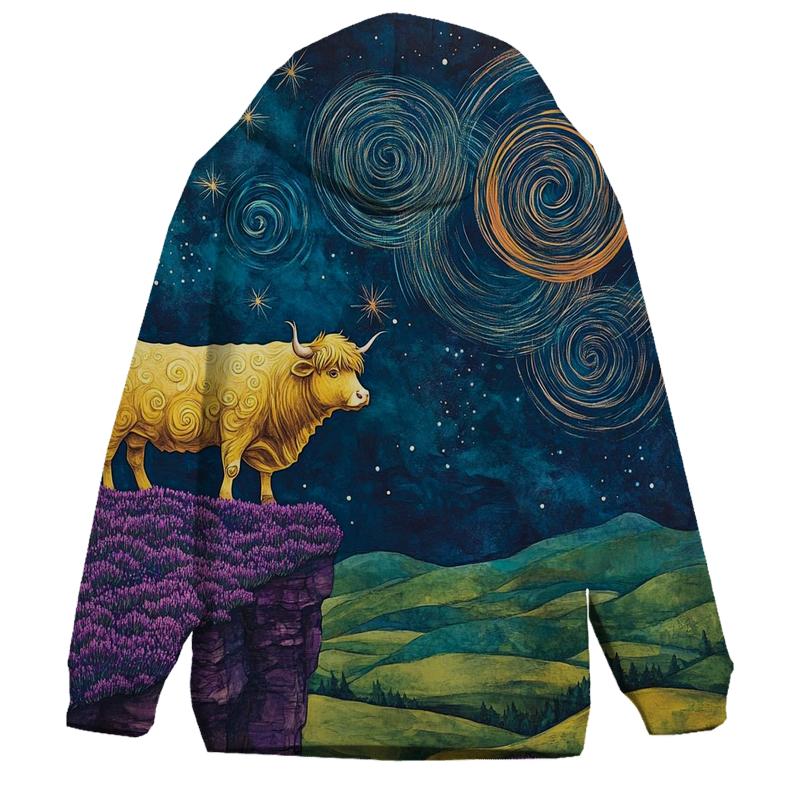 Highland Cow At The Edge Of The Galaxy Glen embroidered hoodies