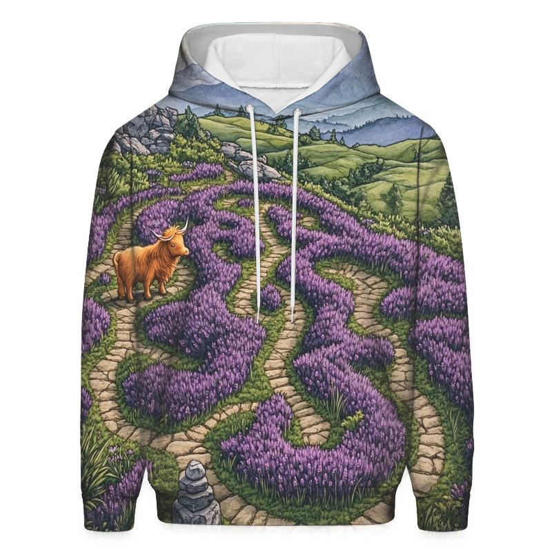 Heather Maze Highland Cow Explorer hoodie designs