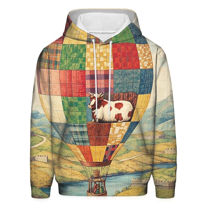 Highland Cow In The Heather Hot Air Balloon hoodie designs