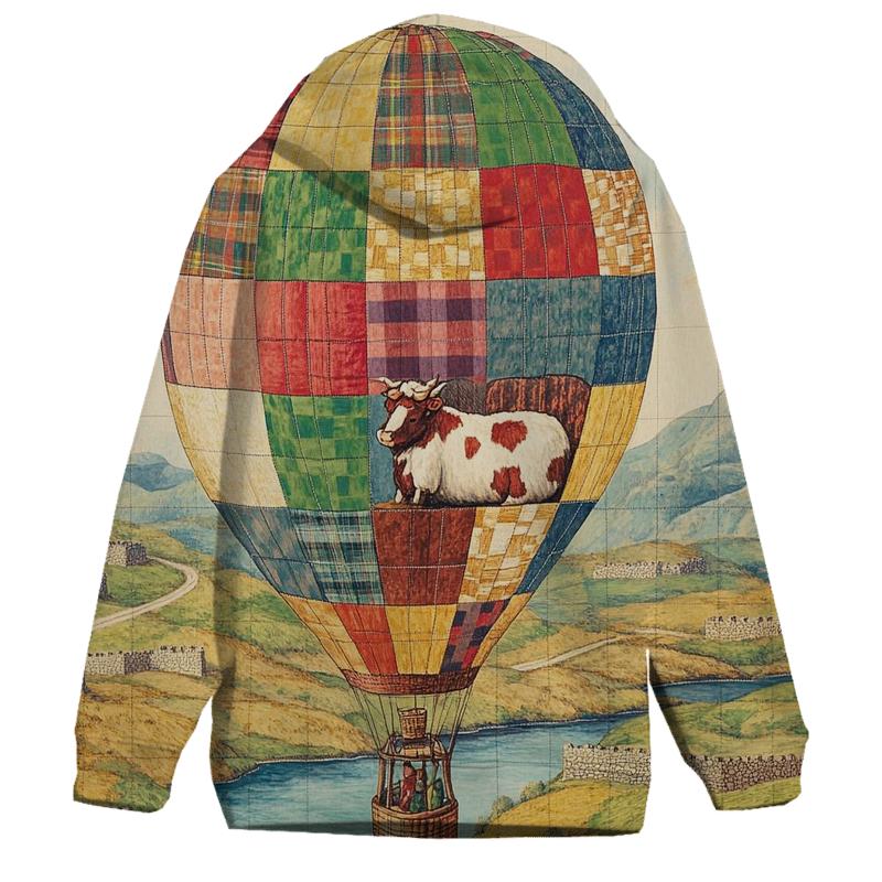 Highland Cow In The Heather Hot Air Balloon hoodie designs