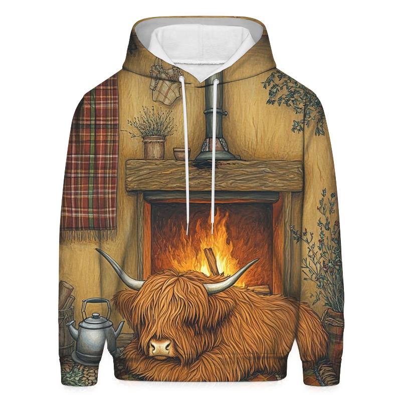 Crofthouse Hearth Highland Cow Evening heavyweight hoodies