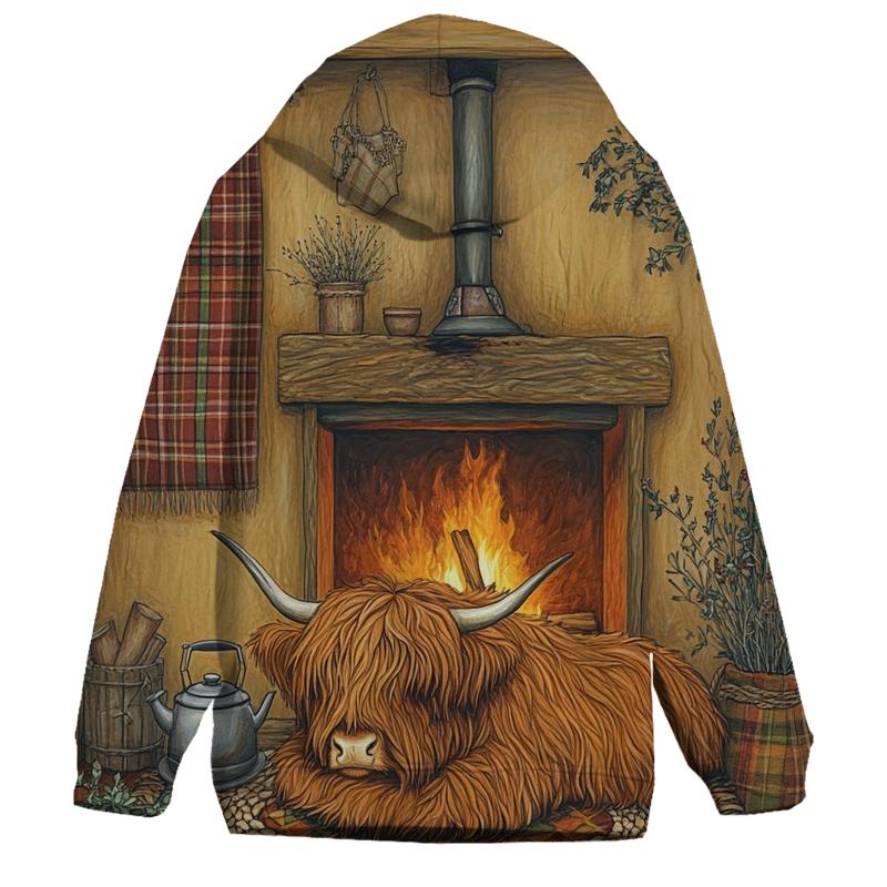 Crofthouse Hearth Highland Cow Evening heavyweight hoodies