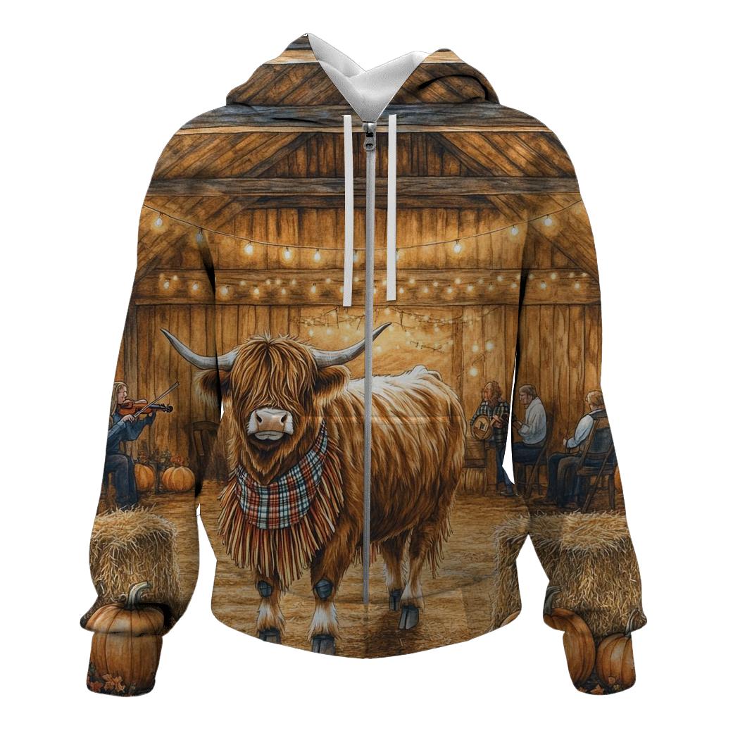 Harvest Barn Dance Highland Cow Celebration pullover hoodies