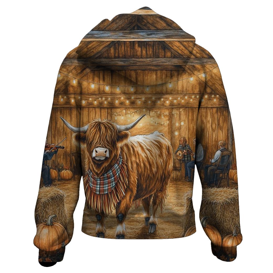 Harvest Barn Dance Highland Cow Celebration pullover hoodies