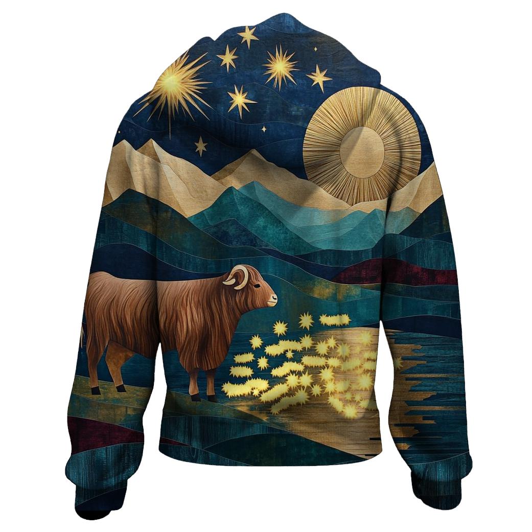 Highland Cow Shepherd Of The Shooting Stars designer hoodies