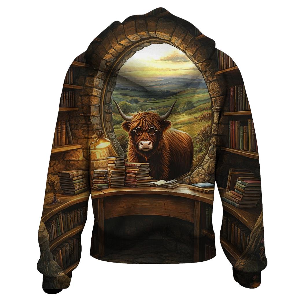 Highland Cow Librarian Of The Glen heavyweight hoodies