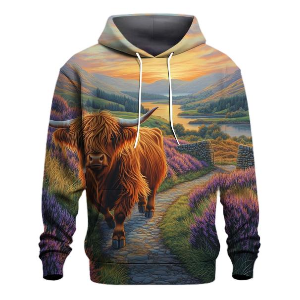 Morning Heather Path For A Highland Cow Wanderer lightweight hoodies