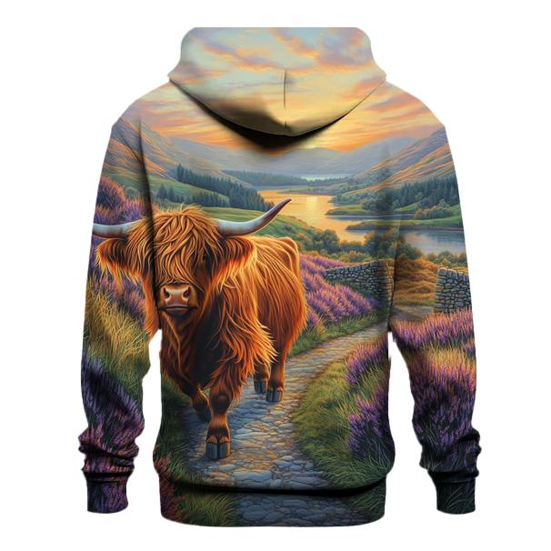 Morning Heather Path For A Highland Cow Wanderer lightweight hoodies