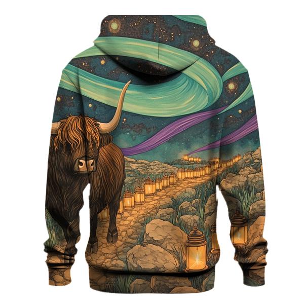 Aurora Trail Highland Cow Trek premium hoodies