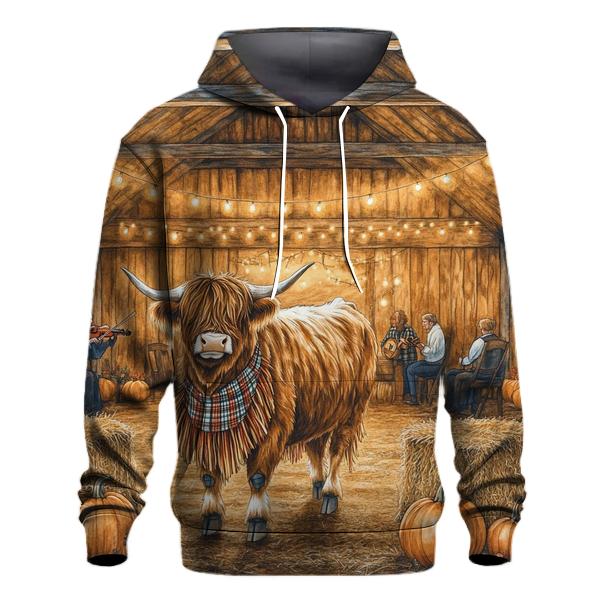 Harvest Barn Dance Highland Cow Celebration graphic hoodies