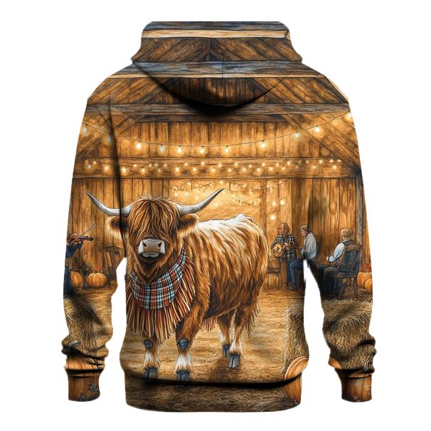 Harvest Barn Dance Highland Cow Celebration graphic hoodies